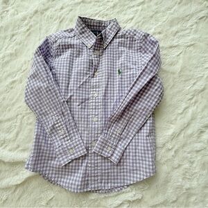 NWT Ralph Lauren Purple Checkered Kids Button-Down Shirt Sz 6 AG
